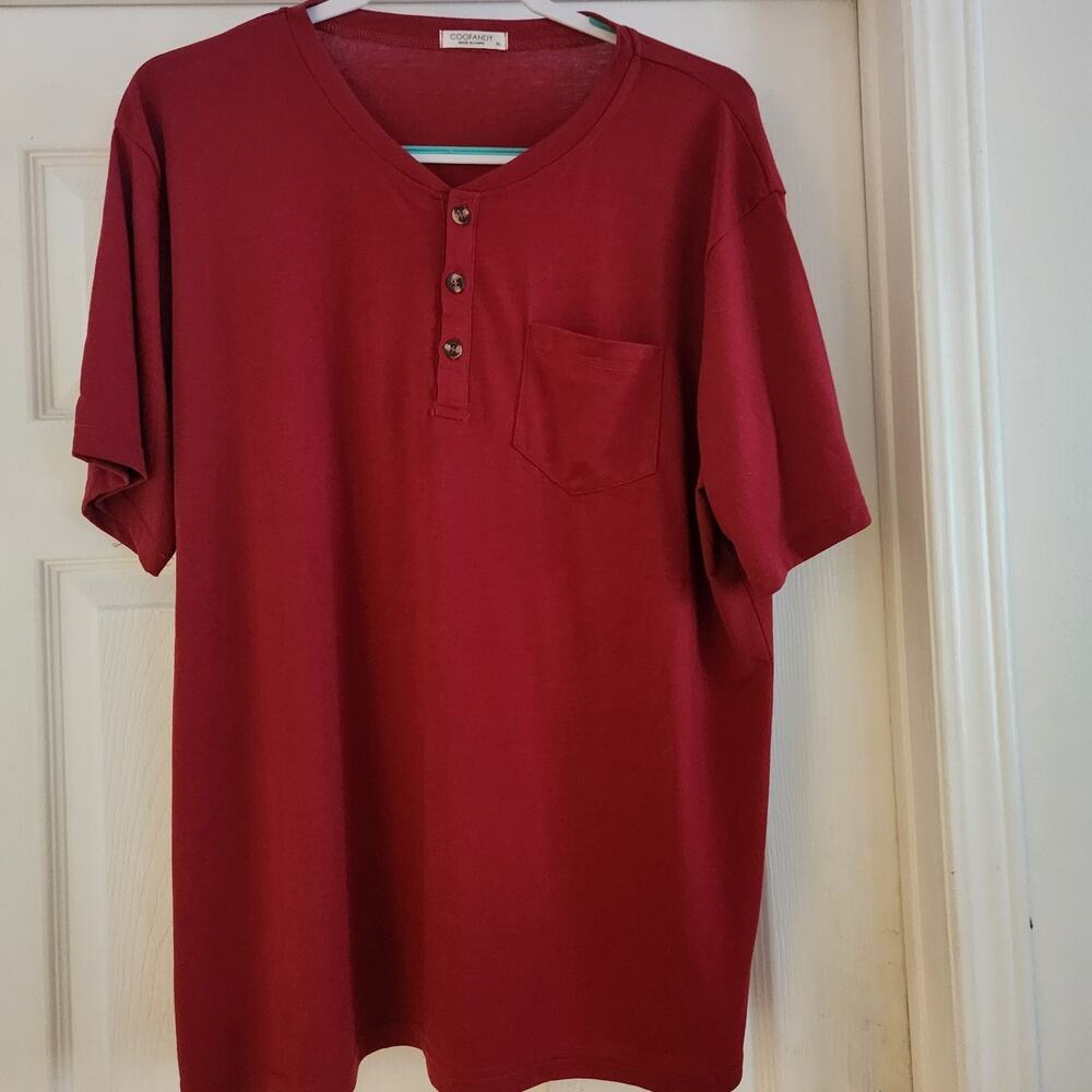 Coofandy Men’s Ribbed Shoulder Short Sleeve T-Shirt Size XL